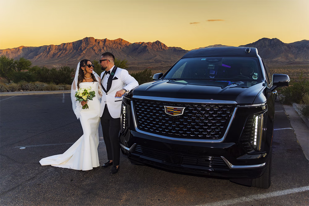 Valley of Fire wedding couple limo